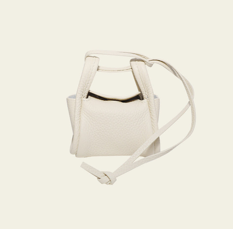 Mini Phone Earphone Bag, Women's Bag, Hanging Decoration, Head Layer Leather Handbag, Casual Small Square Bag, Simple and Versatile