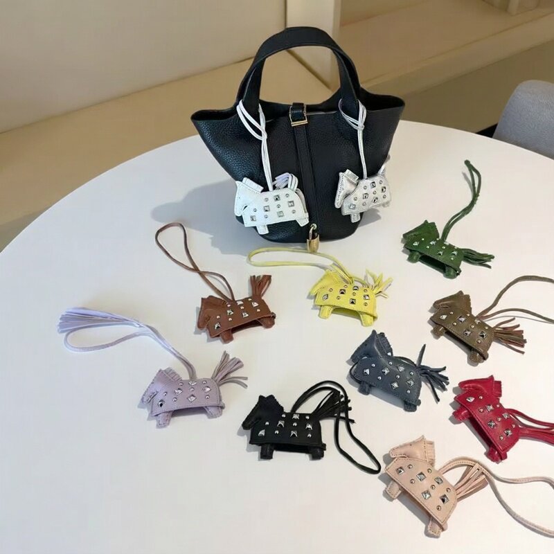 H-Style Handmade Sheepskin Leather Studded War Horse Pendant / Bag Charm / Car Hanging Ornament / Keychain Pony Bag Charm (for wholesale) ﻿