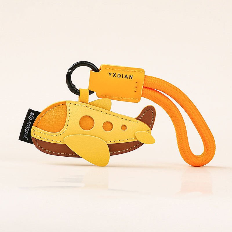 Creative Leather Keychain Transportation Pendant Transportation Cartoon Airplane Bus Leather Bag Pendant Small Gift