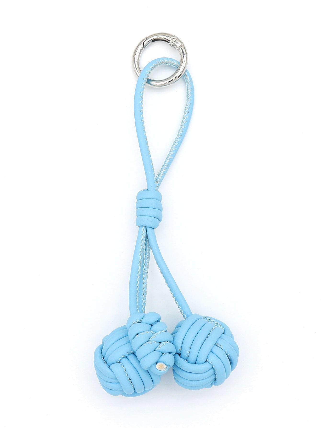 Handmade Customizable Keychain & Bag Charm: Miu-Style Woven Cherry & Two-Tone PU Ball Design