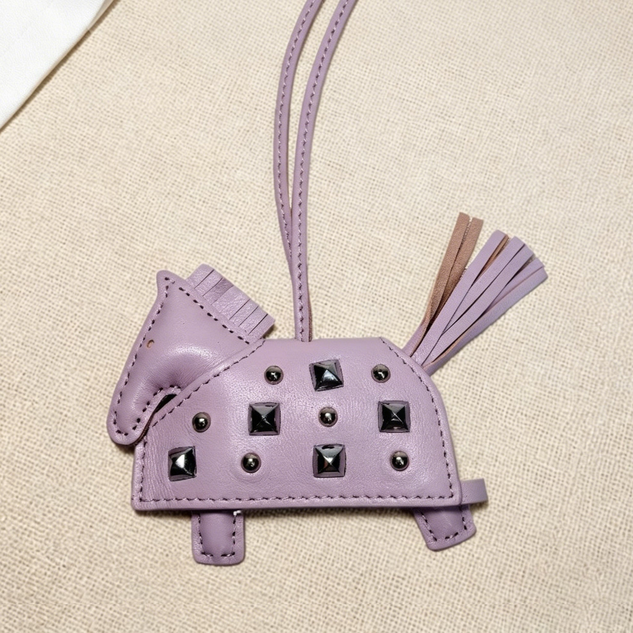H-Style Handmade Sheepskin Leather Studded War Horse Pendant / Bag Charm / Car Hanging Ornament / Keychain Pony Bag Charm (for wholesale) ﻿