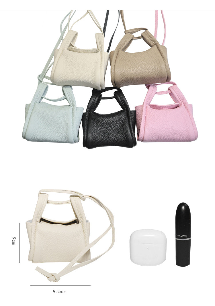 Mini Phone Earphone Bag, Women's Bag, Hanging Decoration, Head Layer Leather Handbag, Casual Small Square Bag, Simple and Versatile
