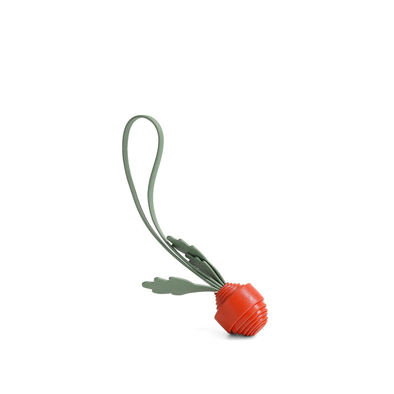 Handwoven Leather Keychain - Radish Charm, Minimalist Bag Accessory (Bulk Wholesale)