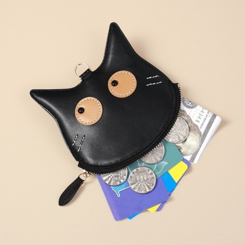 Cartoon Cute Cat Wallet Mini Bag Keychain Accessories Lightweight Soft Pickup Clip Storage