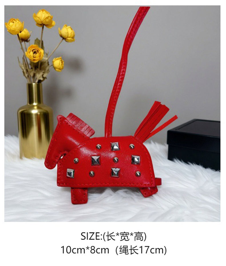 H-Style Handmade Sheepskin Leather Studded War Horse Pendant / Bag Charm / Car Hanging Ornament / Keychain Pony Bag Charm (for wholesale) ﻿