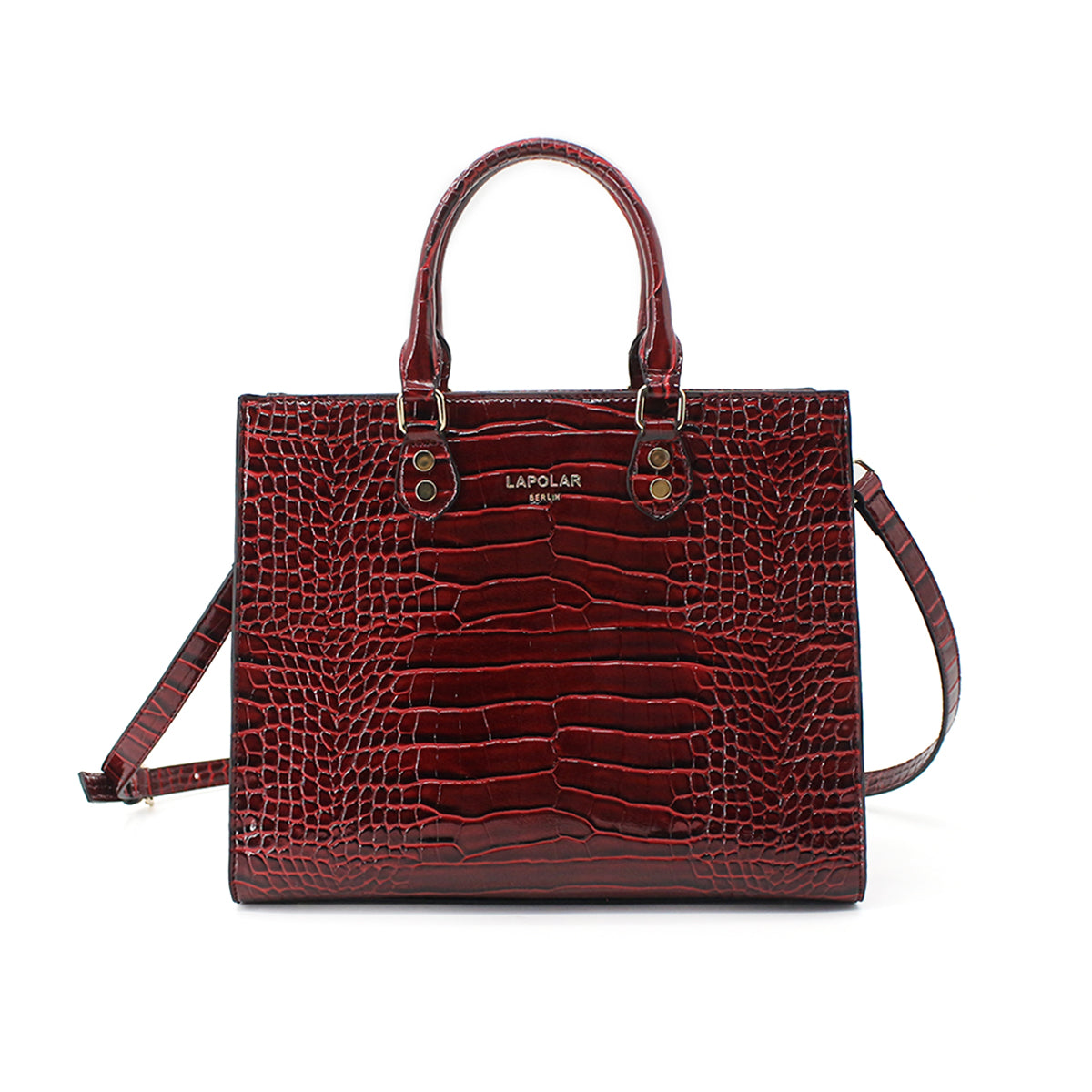 Medium Croco Leather Satchel - Wine – US