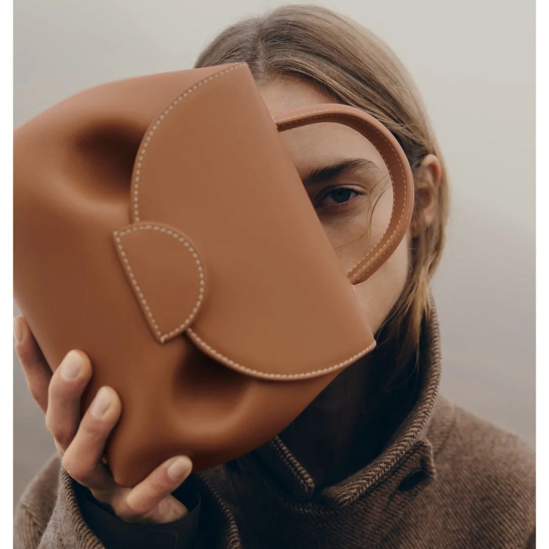 Polene France 2025 Niche Design Single Shoulder Diagonal Cross Handbag Leather Piglet Bag Lychee Pattern Smiling Face Bag