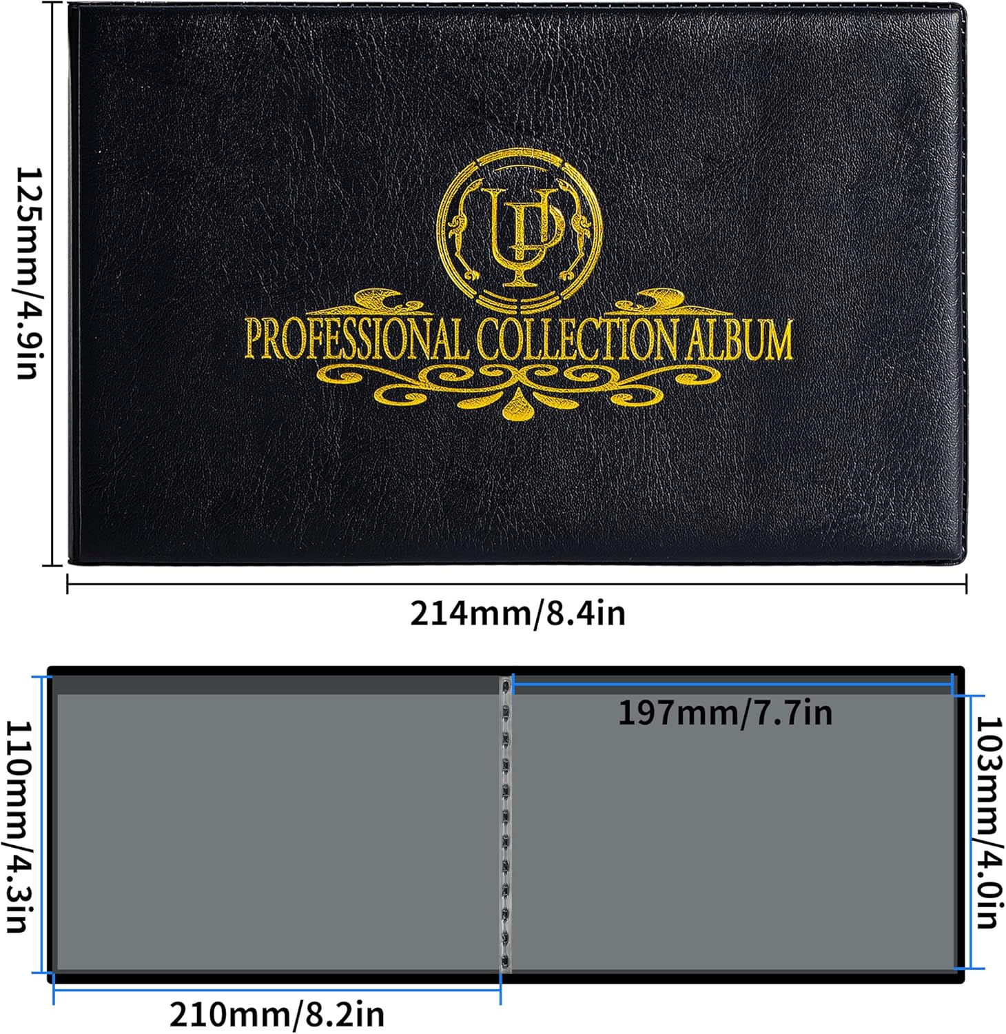 LAPOLAR 40 Pockets Banknote Currency Collecting Album - 20 Sheets Clear Dollar Bill Holders World Money Storage Book Collection Supplies Double-Sided Pages for Trading Cards Stamps Tickets Black