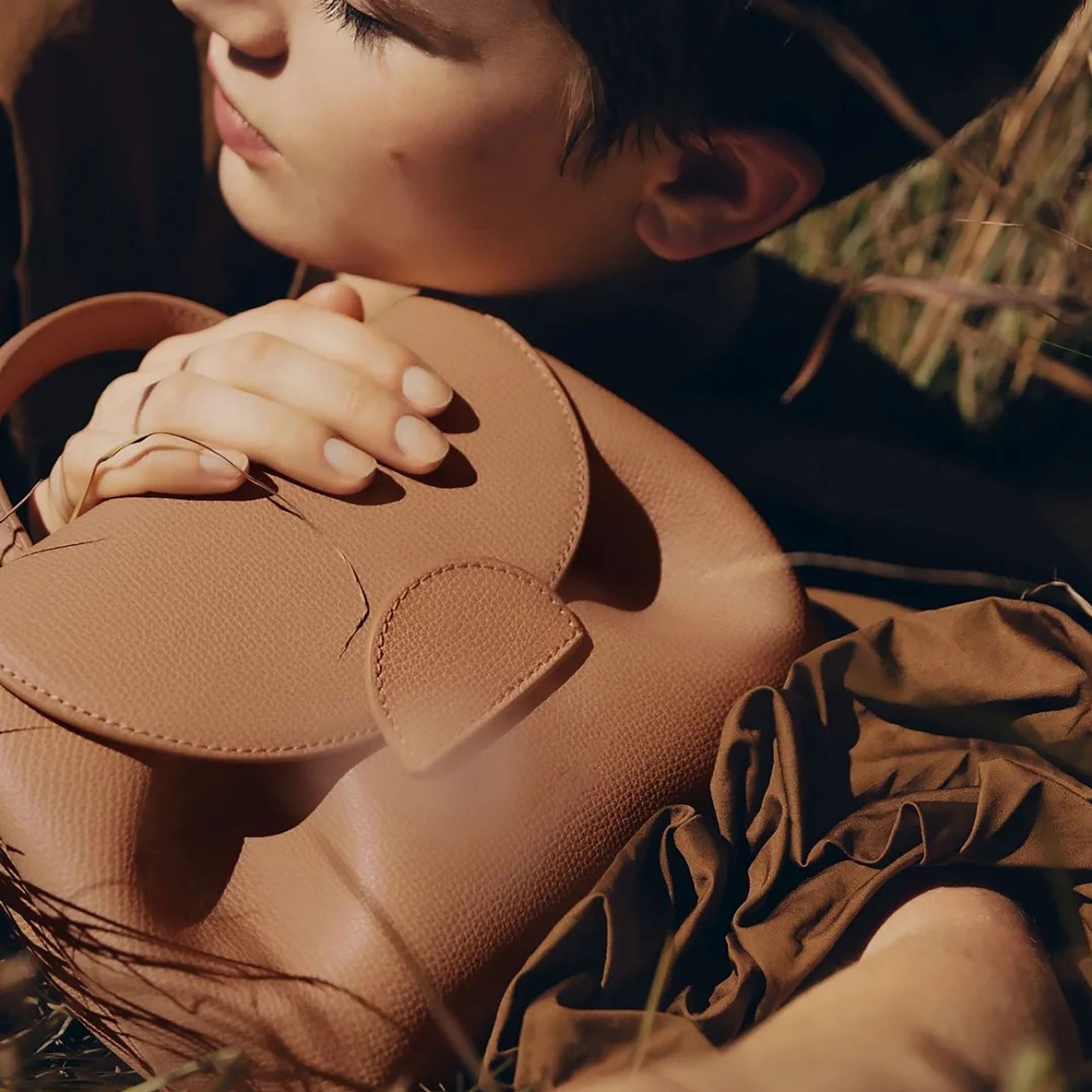 Polene France 2025 Niche Design Single Shoulder Diagonal Cross Handbag Leather Piglet Bag Lychee Pattern Smiling Face Bag