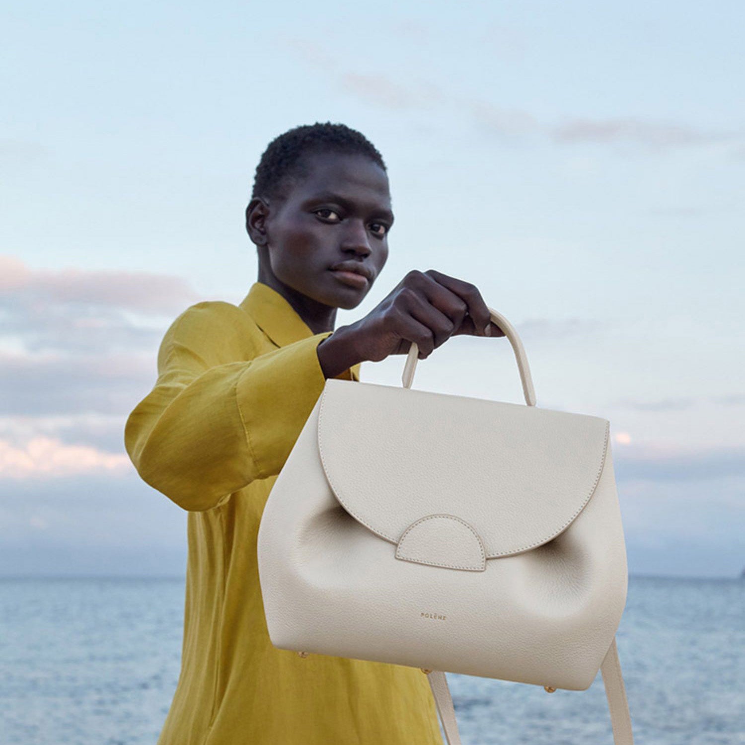 Polene France 2025 Niche Design Single Shoulder Diagonal Cross Handbag Leather Piglet Bag Lychee Pattern Smiling Face Bag