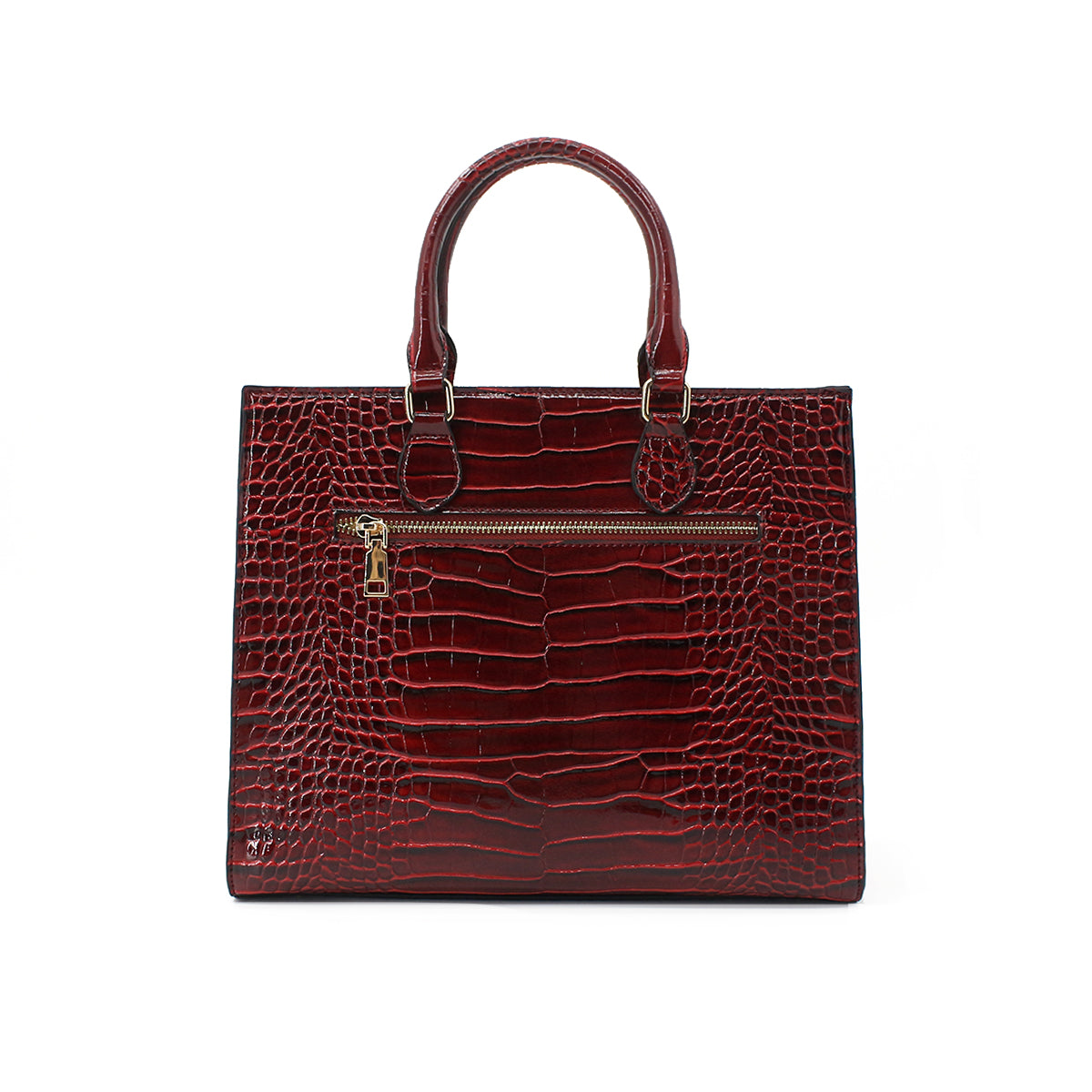 Medium Croco Leather Satchel - Wine – US