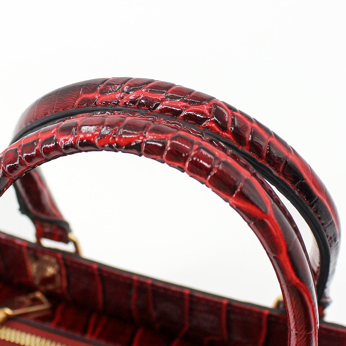 Medium Croco Leather Satchel - Wine – US