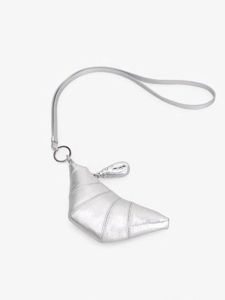Hanging Neck Small Coin Purse Cute Croissant Mini Concave Design Crossbody Lipstick Headphone Bag