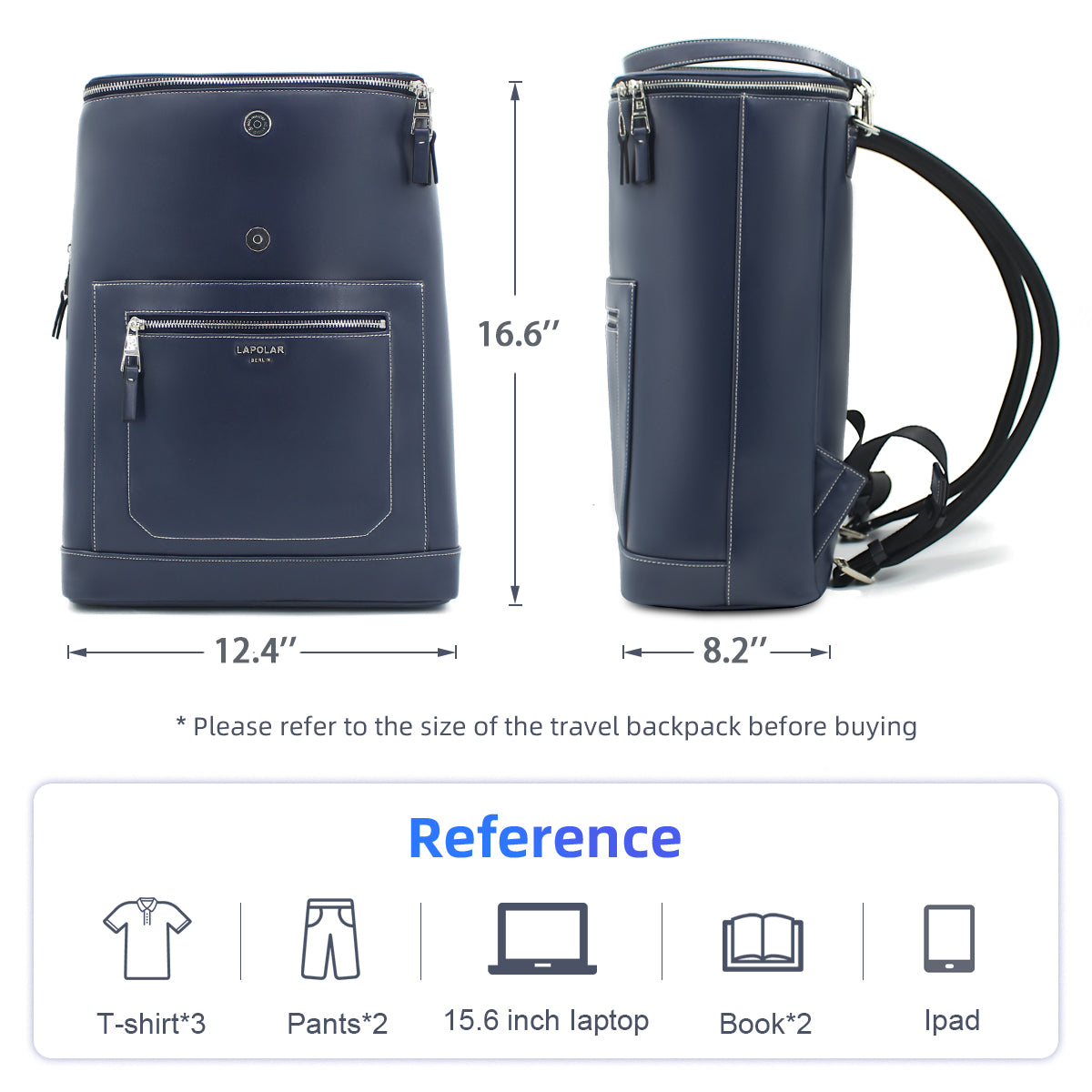 LAPOLAR Travel Backpack, Business Travel Laptop Backpack for Men, 15.6 inch Computer Bag Flap Backpack