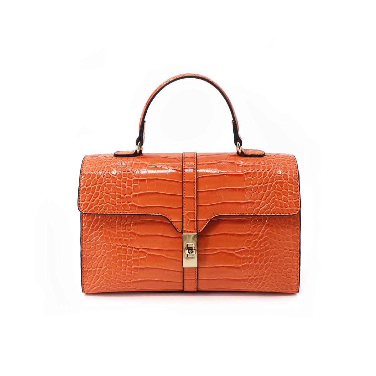 Elegant Crocodile Pattern Luxury Handbag Orange