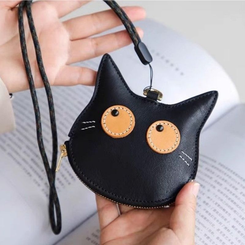 Cartoon Cute Cat Wallet Mini Bag Keychain Accessories Lightweight Soft Pickup Clip Storage