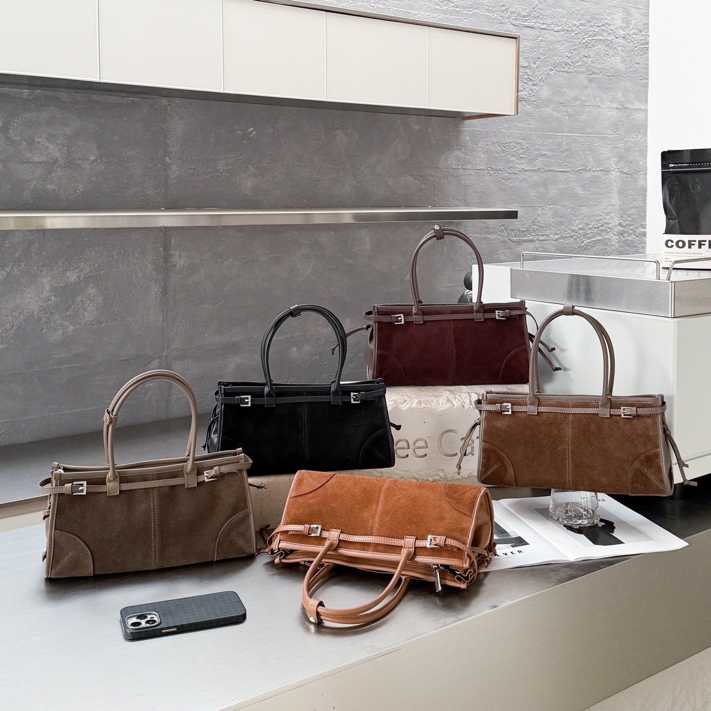 Suede Baguette & Boston Bag: Vintage European & American Style Genuine Leather Handbag for Women - Convertible Top-Handle & Underarm Purse