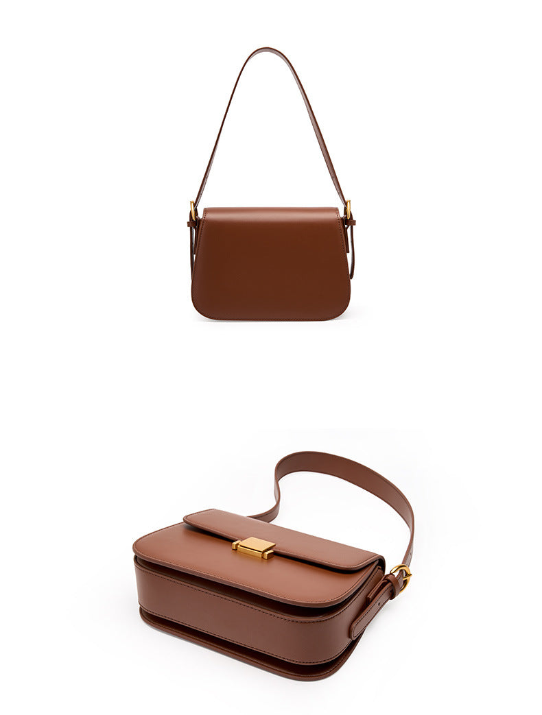 2025 FW Premium Niche Design: Genuine Leather Cuboid 'Tofu' Bag – Versatile Underarm & Crossbody Shoulder Bag for Women
