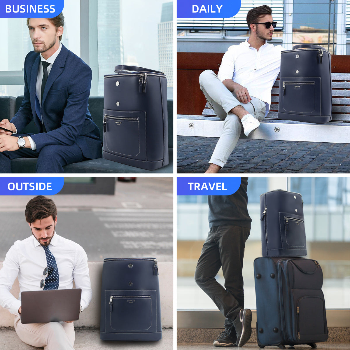 LAPOLAR Travel Backpack, Business Travel Laptop Backpack for Men, 15.6 inch Computer Bag Flap Backpack