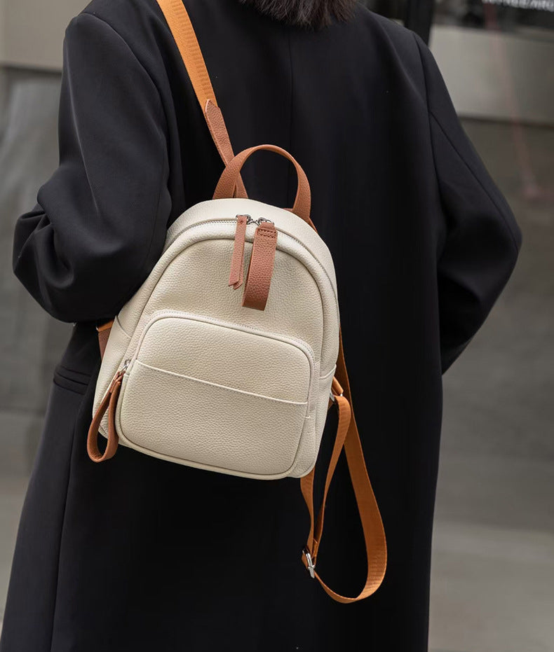 Women's Genuine Togo Leather Backpack | Full-Grain Leather Backpack for Commute & Travel | Minimalist & Versatile Design