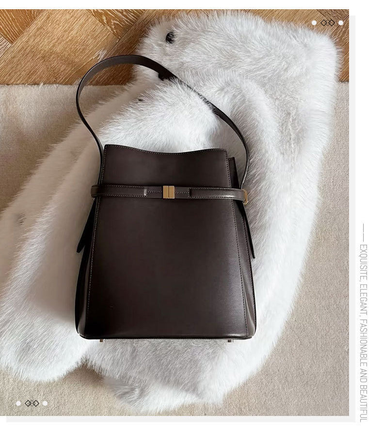 Toteme Original Bucket Bag in Full-Grain Leather | Swedish Minimalist Underarm & Top-Handle Bag for Women