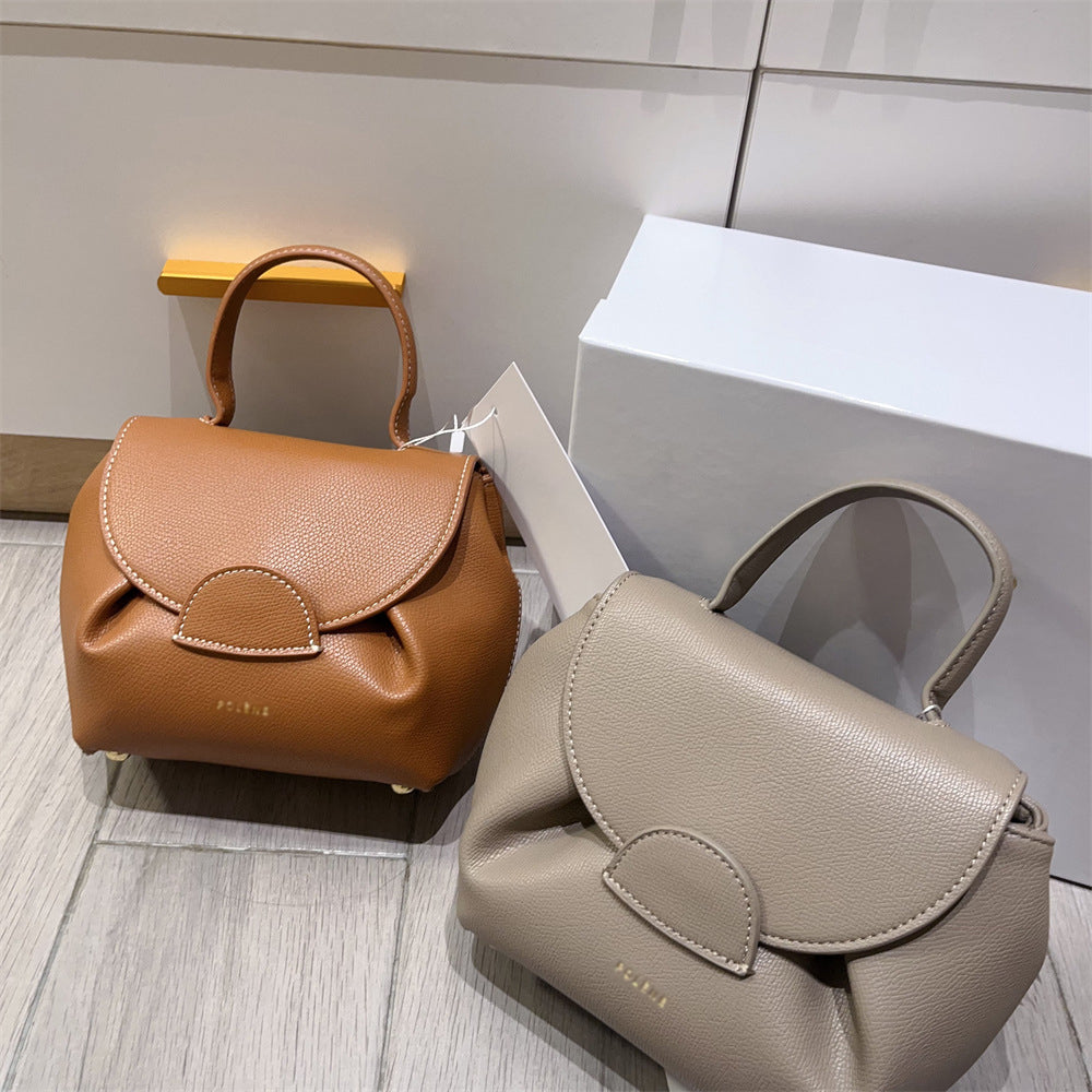 Polene France 2025 Niche Design Single Shoulder Diagonal Cross Handbag Leather Piglet Bag Lychee Pattern Smiling Face Bag