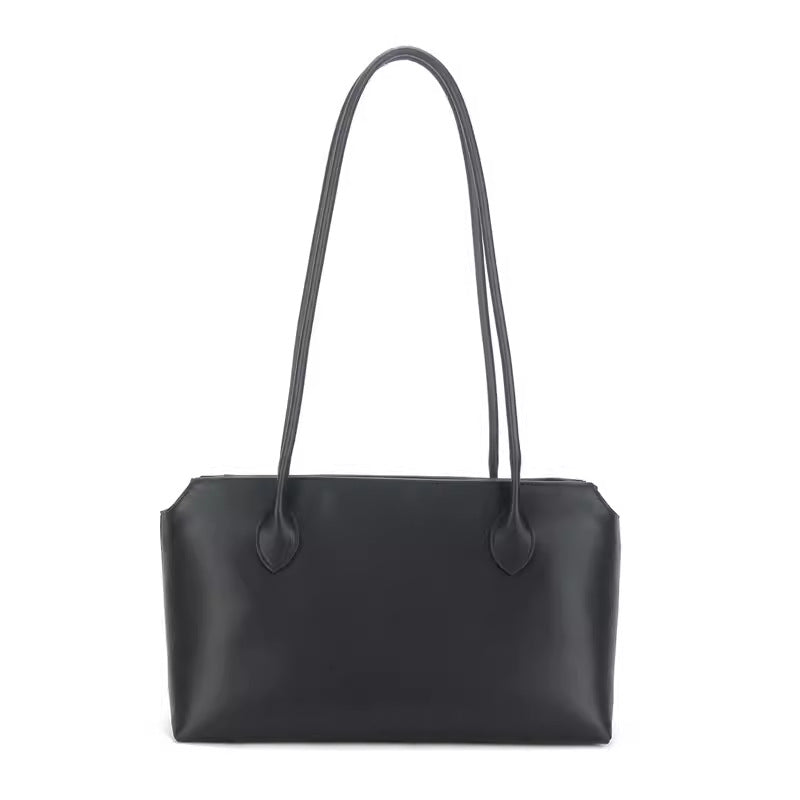 Row Minimalist Genuine Leather Tote Bag: Premium Large Capacity Work Bag with Top Handle & Detachable Shoulder Strap