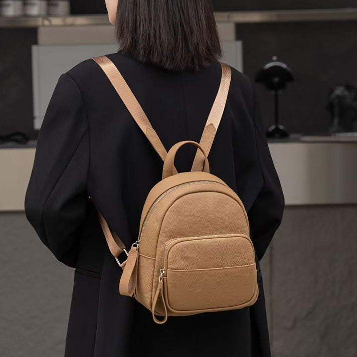 Women's Genuine Togo Leather Backpack | Full-Grain Leather Backpack for Commute & Travel | Minimalist & Versatile Design