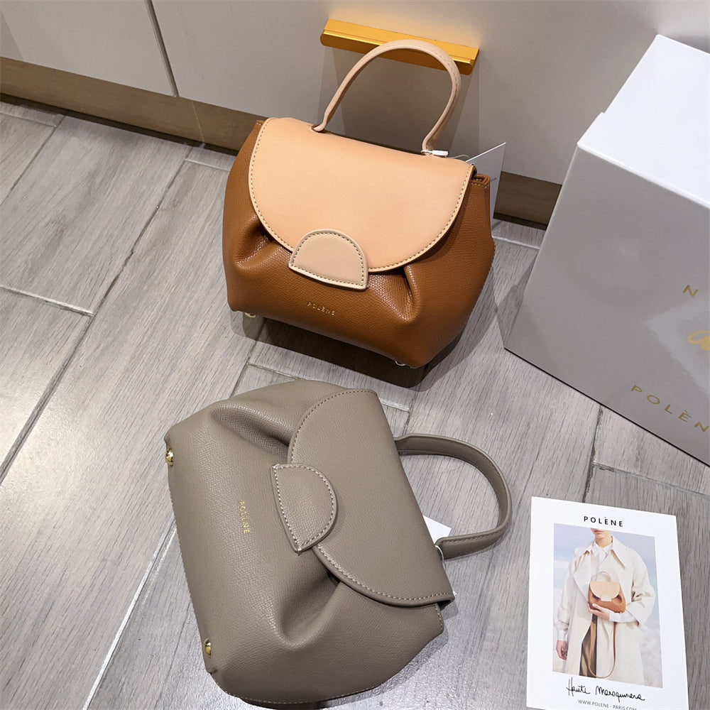 Polene France 2025 Niche Design Single Shoulder Diagonal Cross Handbag Leather Piglet Bag Lychee Pattern Smiling Face Bag