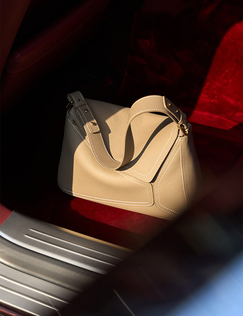 Bag for Women 2025 New Single Shoulder Underarm Bag Geometric Bag for Women Genuine Leather Pillow Cover Layer Leather Crossbody Commuter Bag