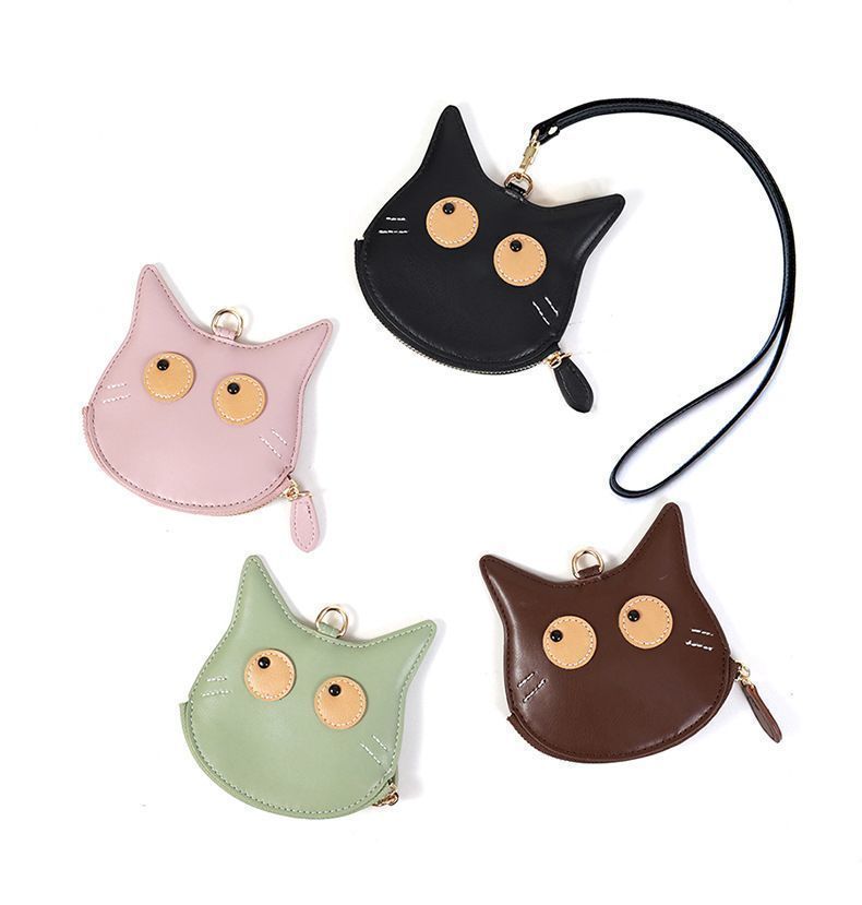 Cartoon Cute Cat Wallet Mini Bag Keychain Accessories Lightweight Soft Pickup Clip Storage