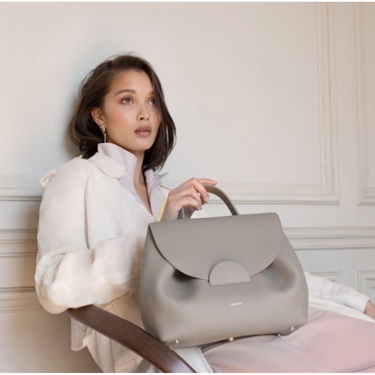 Polene France 2025 Niche Design Single Shoulder Diagonal Cross Handbag Leather Piglet Bag Lychee Pattern Smiling Face Bag