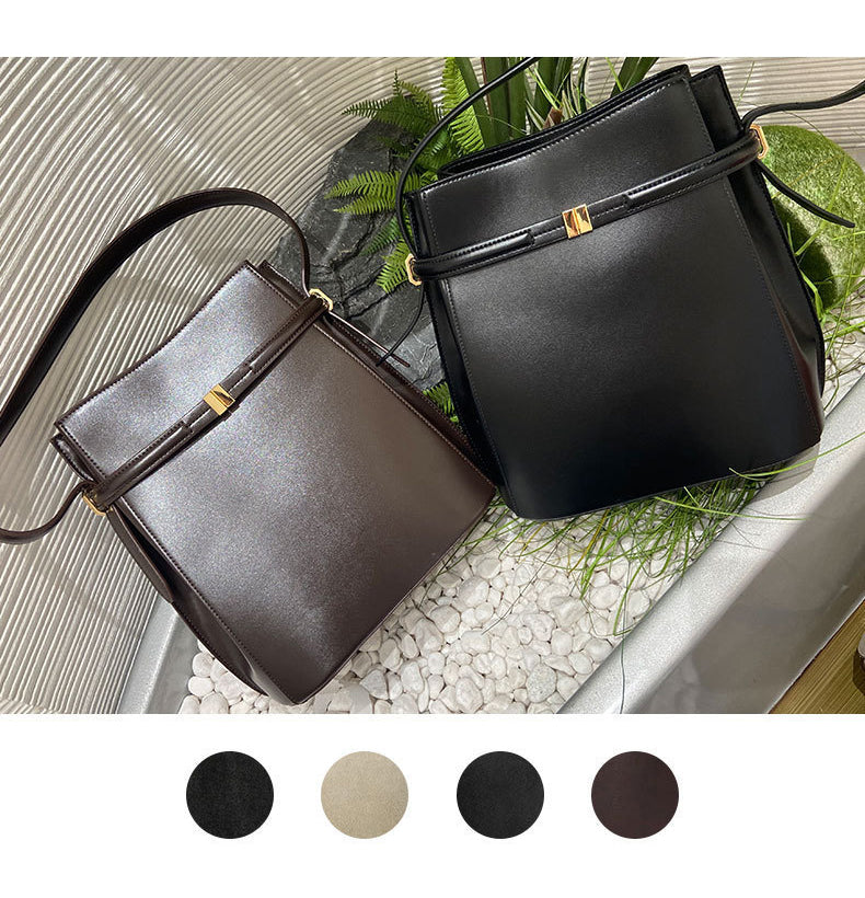 Toteme Original Bucket Bag in Full-Grain Leather | Swedish Minimalist Underarm & Top-Handle Bag for Women