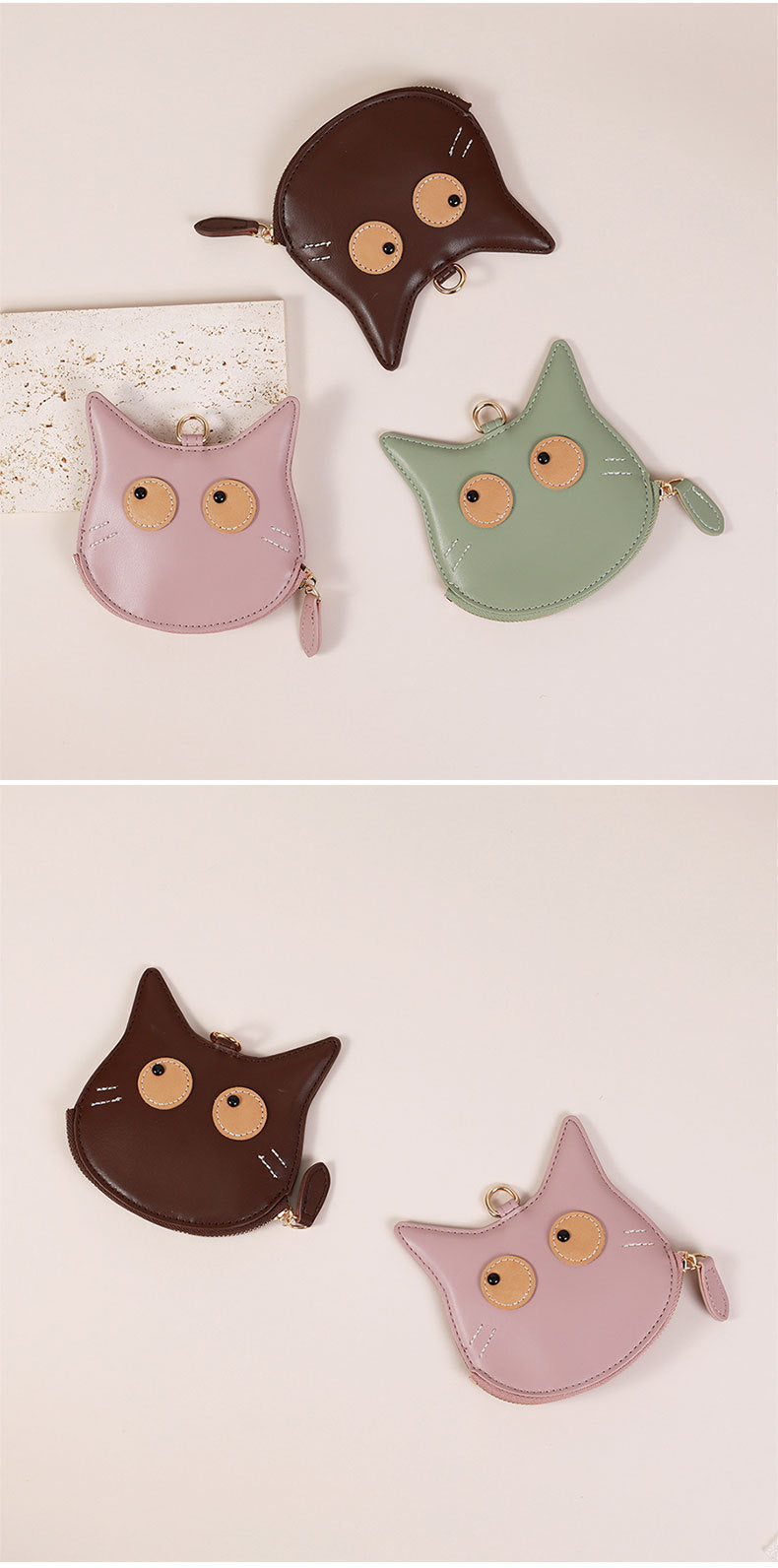 Cartoon Cute Cat Wallet Mini Bag Keychain Accessories Lightweight Soft Pickup Clip Storage