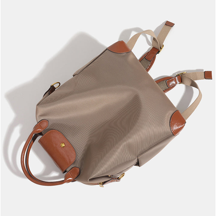 Women's Laptop Backpack for Work: Premium Leather & Nylon Business Travel Bag, Large Capacity Yet Lightweight Commuter Backpack for Women