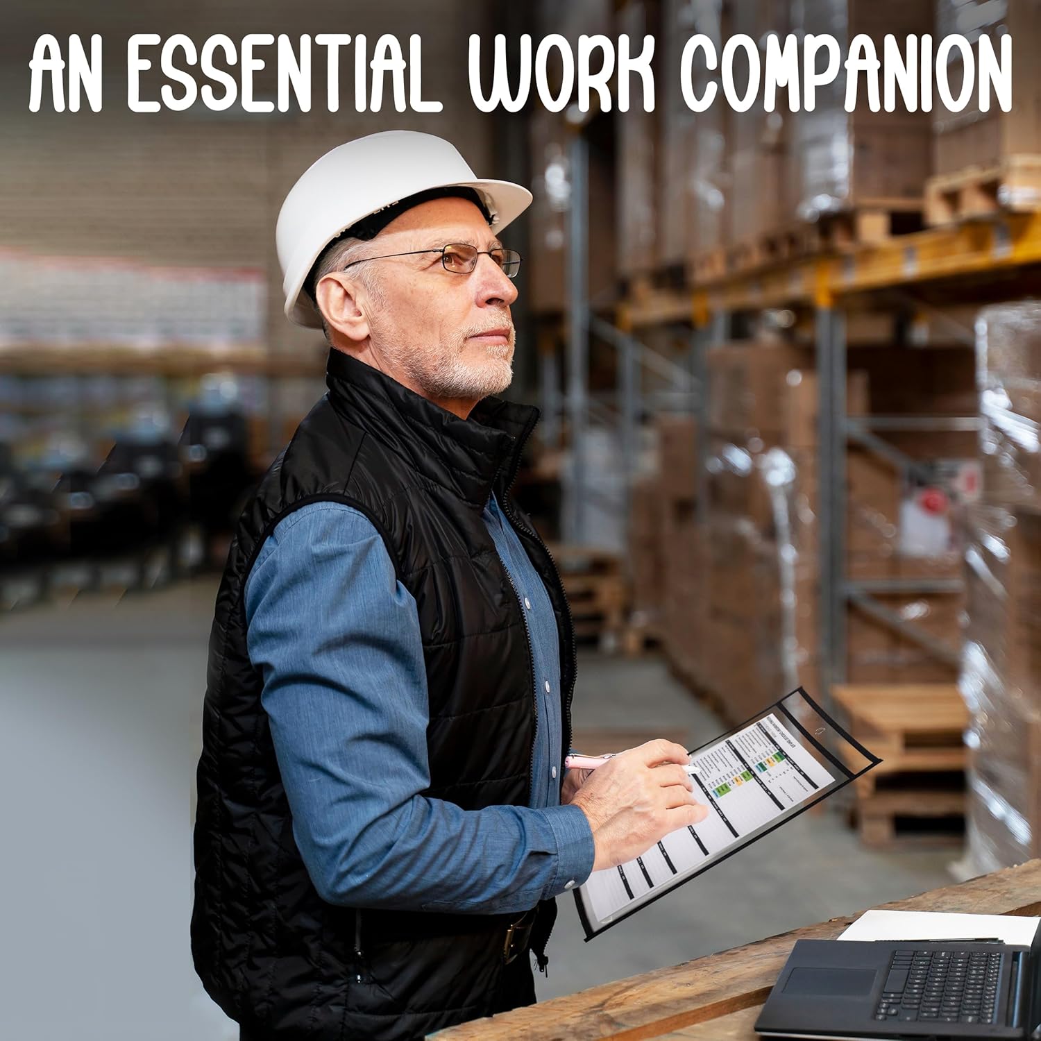 LAPOLAR Ticket Pouches - 5 Pack, Black, Job Ticket Holders, 10" Wide x 13.5" Tall - Clear Plastic Shop Ticket Holders - Easy to Use, Reusable & Easy Erase Plastic Invoice Holders, Water-Resistant & Durable