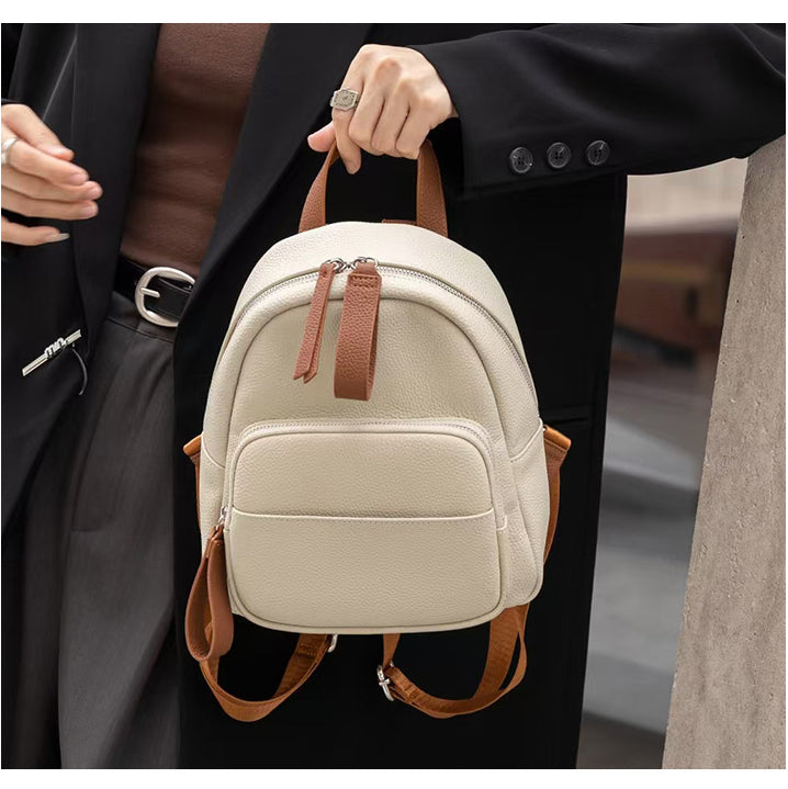 Women's Genuine Togo Leather Backpack | Full-Grain Leather Backpack for Commute & Travel | Minimalist & Versatile Design