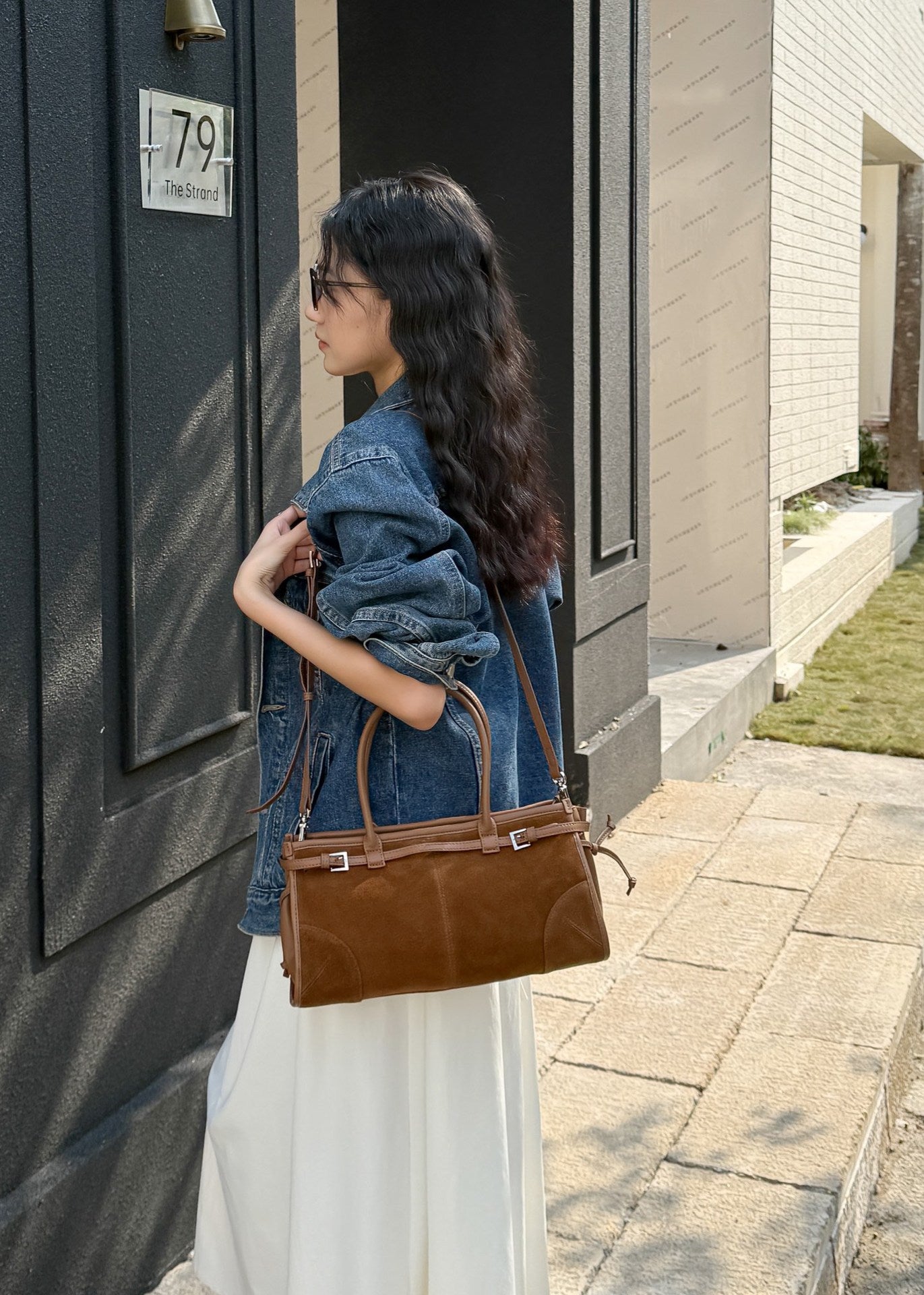 Suede Baguette & Boston Bag: Vintage European & American Style Genuine Leather Handbag for Women - Convertible Top-Handle & Underarm Purse