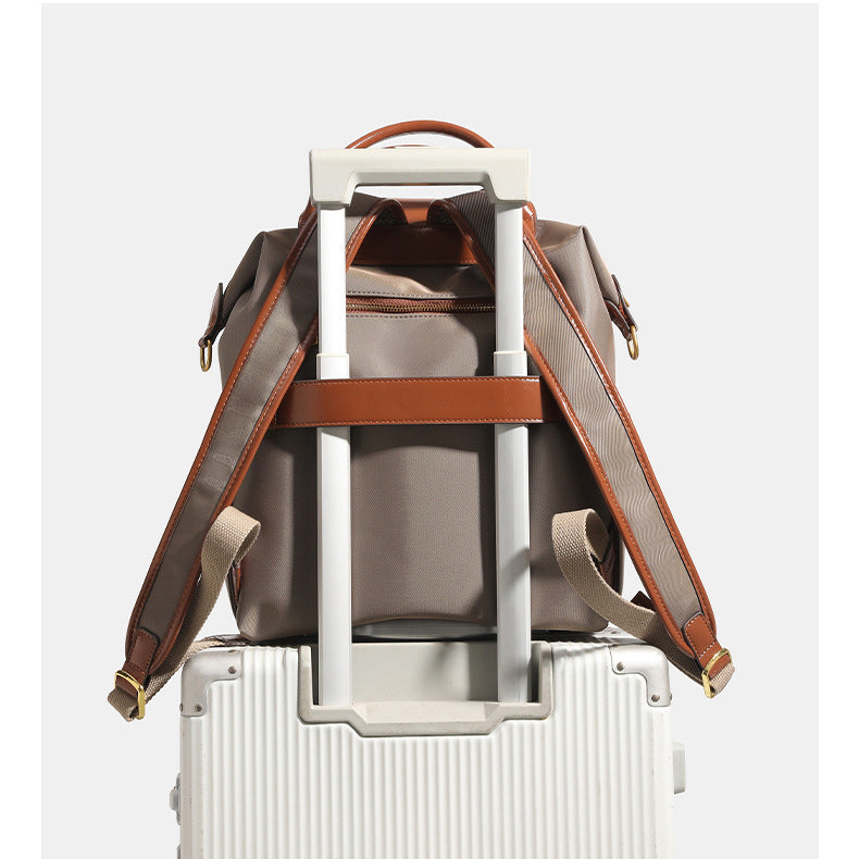 Women's Laptop Backpack for Work: Premium Leather & Nylon Business Travel Bag, Large Capacity Yet Lightweight Commuter Backpack for Women