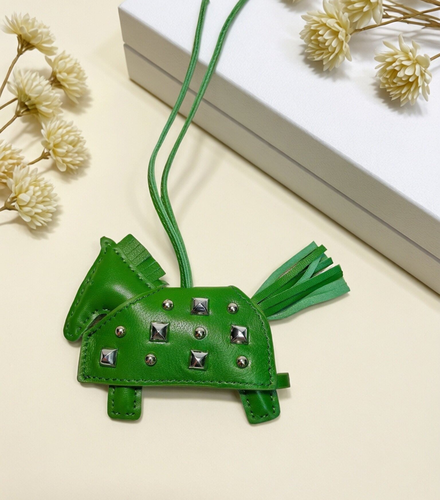 H-Style Handmade Sheepskin Leather Studded War Horse Pendant / Bag Charm / Car Hanging Ornament / Keychain Pony Bag Charm (for wholesale) ﻿