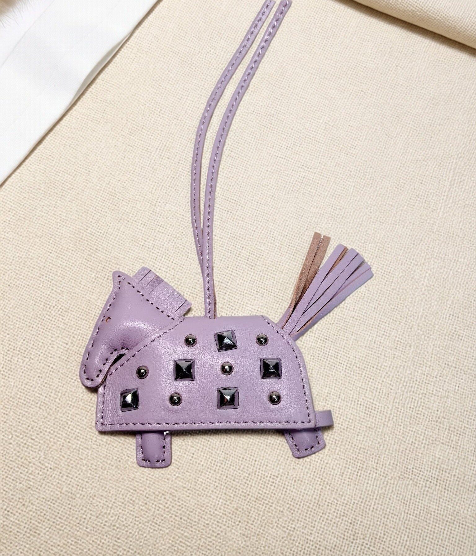 H-Style Handmade Sheepskin Leather Studded War Horse Pendant / Bag Charm / Car Hanging Ornament / Keychain Pony Bag Charm (for wholesale) ﻿