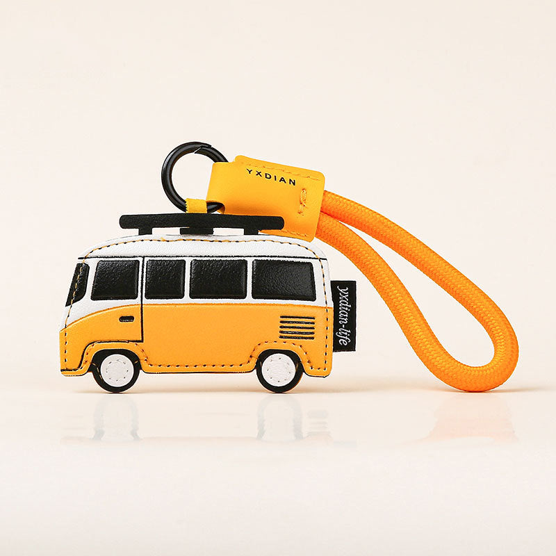 Creative Leather Keychain Transportation Pendant Transportation Cartoon Airplane Bus Leather Bag Pendant Small Gift