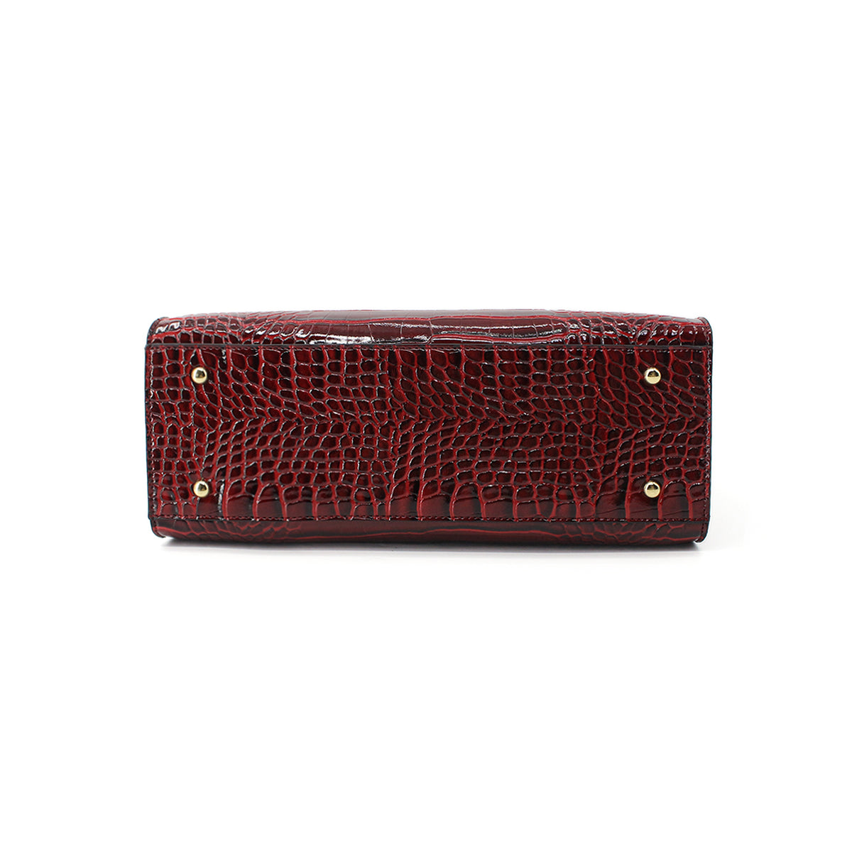 Medium Croco Leather Satchel - Wine – US